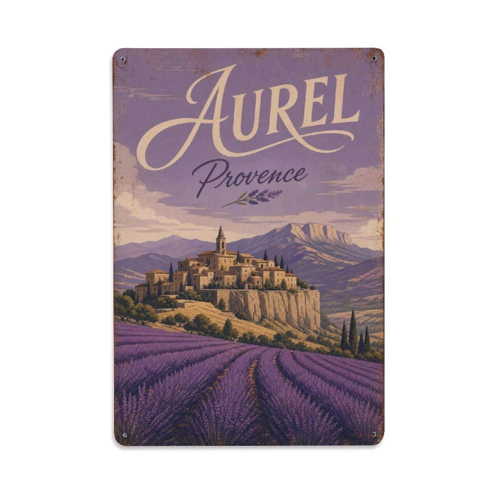 Gead 8X12inch Style Vintage Travel Aurel Provence Plateau Metal Tin Sign