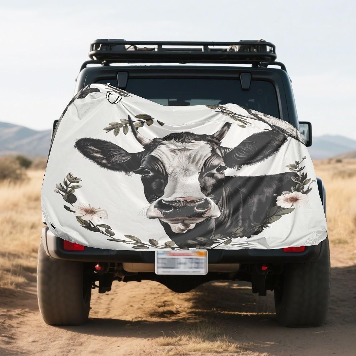 ALAZA Cow Portrait Bike Cover Waterproof Outdoor Ebike Bicycle Covers Tarp Protection for 1/2 Bikes, Sun UV Dust Wind Proof