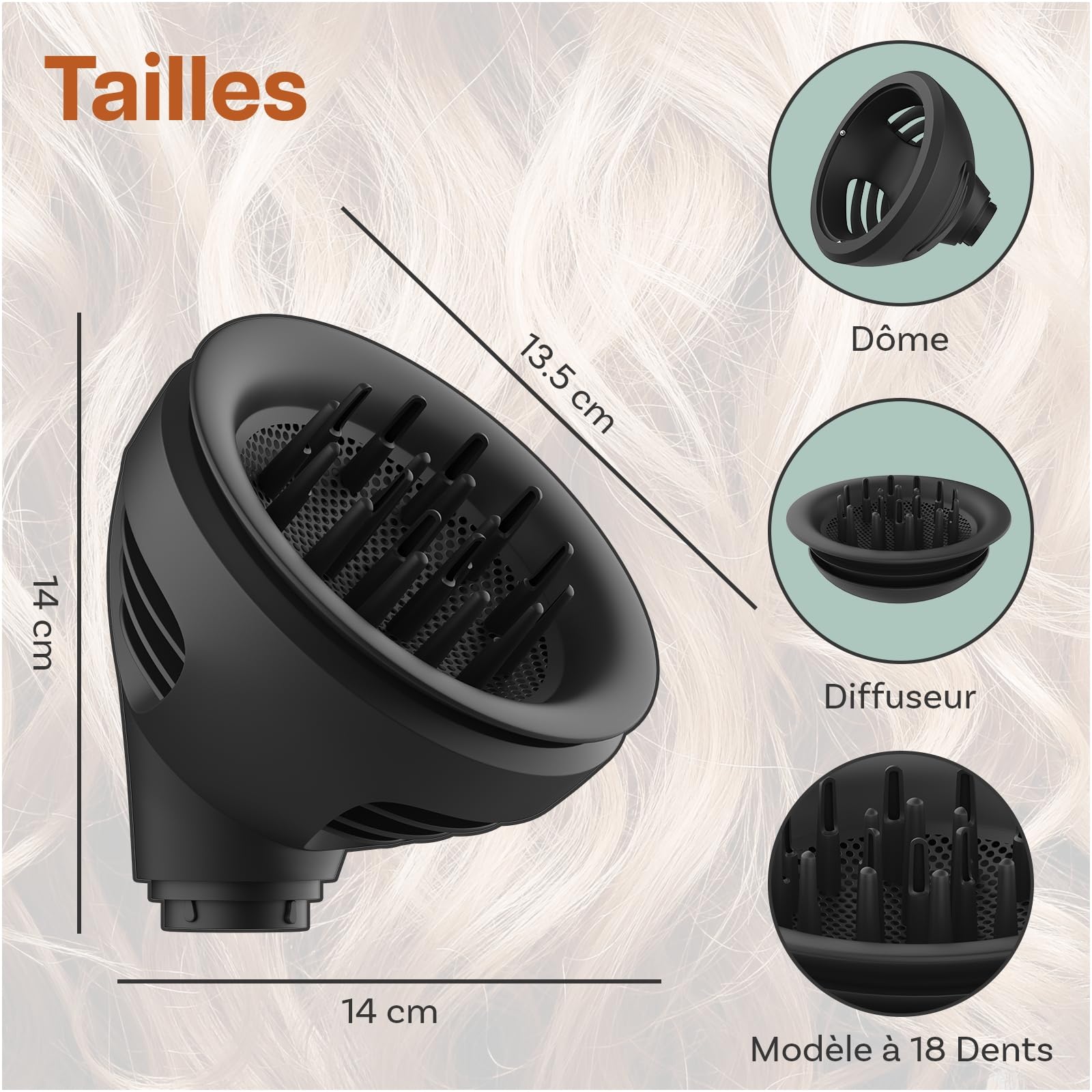Diffuseur Wave Curl pour Dyson Airwrap par MMOBIEL – Embout Compatible HS01, HS05, HS08 – Double Mode Flux d'Air & Diffusion pour Boucles Définies, Volume et Ondulations – Accessoire Coiffure - Gris