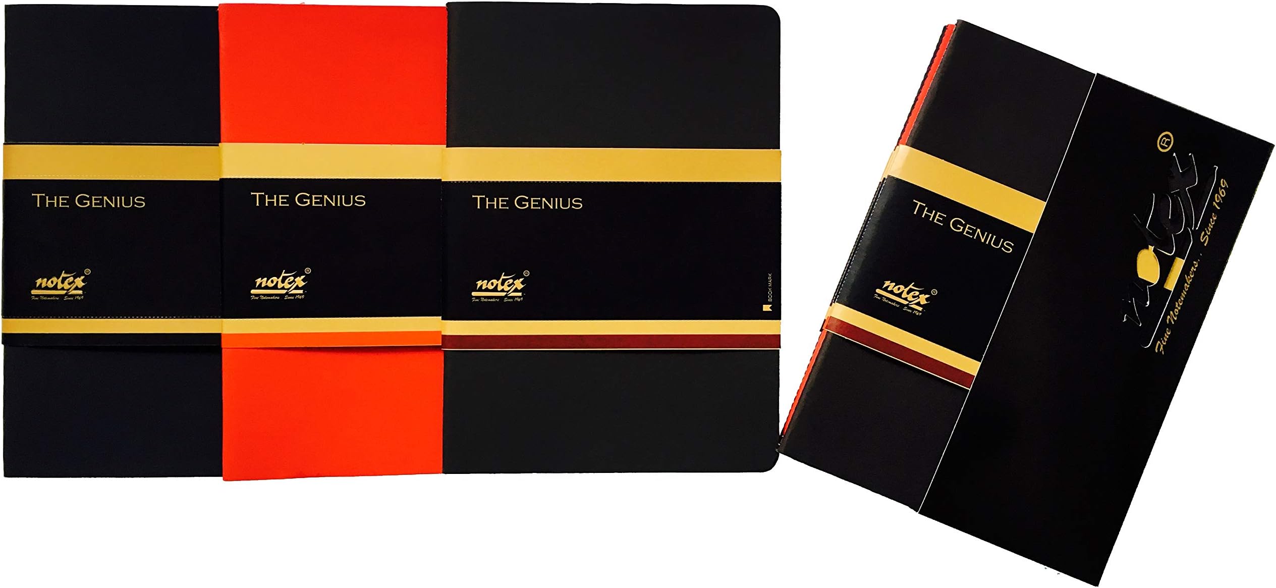 Notex B5 Size Soft Felt-like PU Leather Cover 80 Ruled/Lined Pages Classic Notebook Bullet Journal, Diary, Memo book, Planner (Black/Red/Brown) - Set of 3