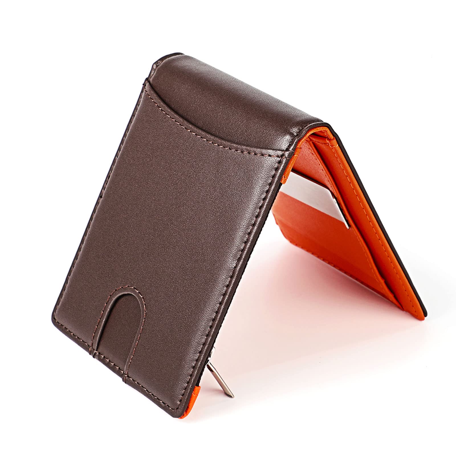 Portafoglio Uomo Bifold Minimalista Vera Pelle Blocco RFID Slim
