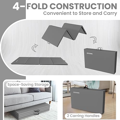 Miniatura 3 de BalanceFrom Alfombrillas plegables para ejercicios aeróbicos multiusos de 4 x 10 x 2 pulgadas extra gruesas de alta densidad antidesgarros gimnasio