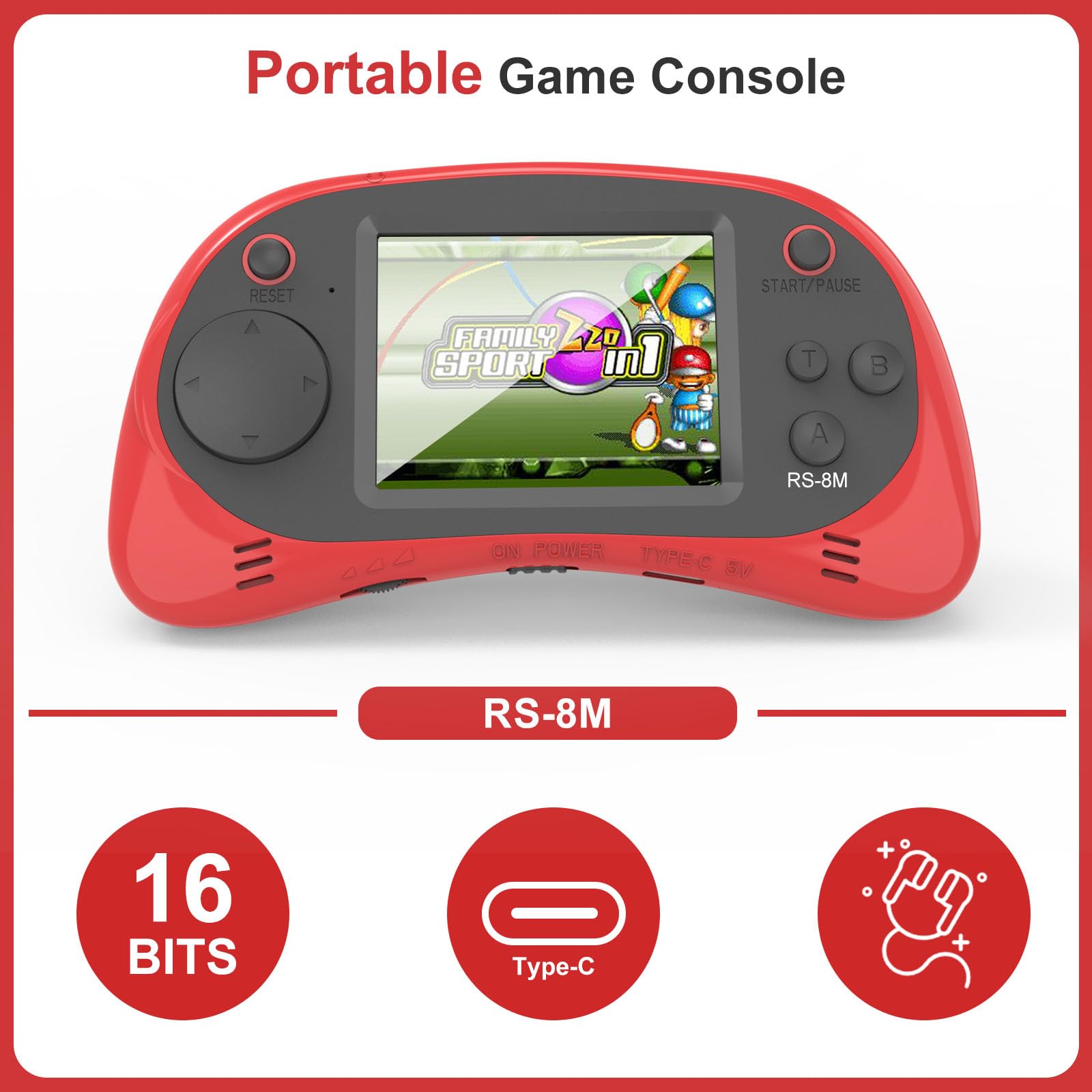 Kids Handheld Games 16 Bit Retro Video Games with 220 HD Electronic Games - 2.5'' LCD Portable Travel Games Gifts for Boys Girls Ages 4-12