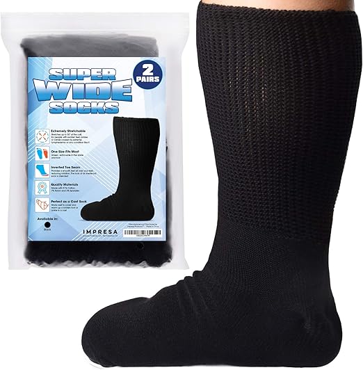 IMPRESA Extra Wide Socks for Men and Women 2 Pairs
