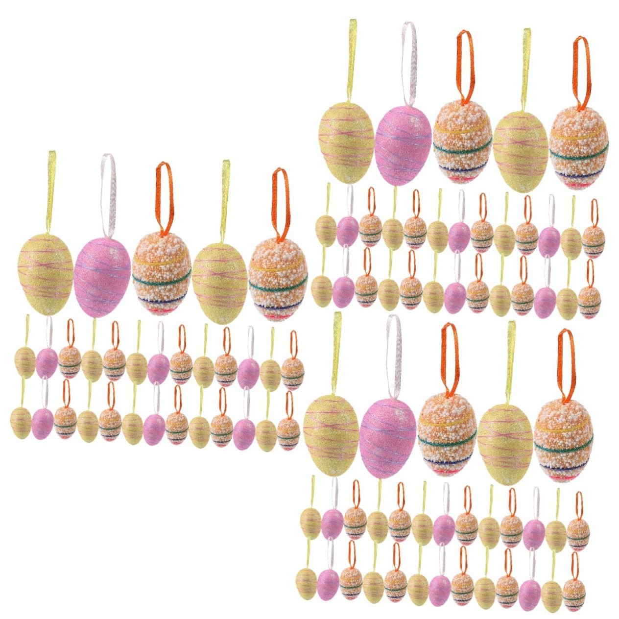 Cabilock 90stücke Bunte Ostereier Dekorationen Hängende Ornamente Für Ostern Für Osterbaum Und Frühlingsfeiern Gestaltete Eier Für DIY-Dekorationen