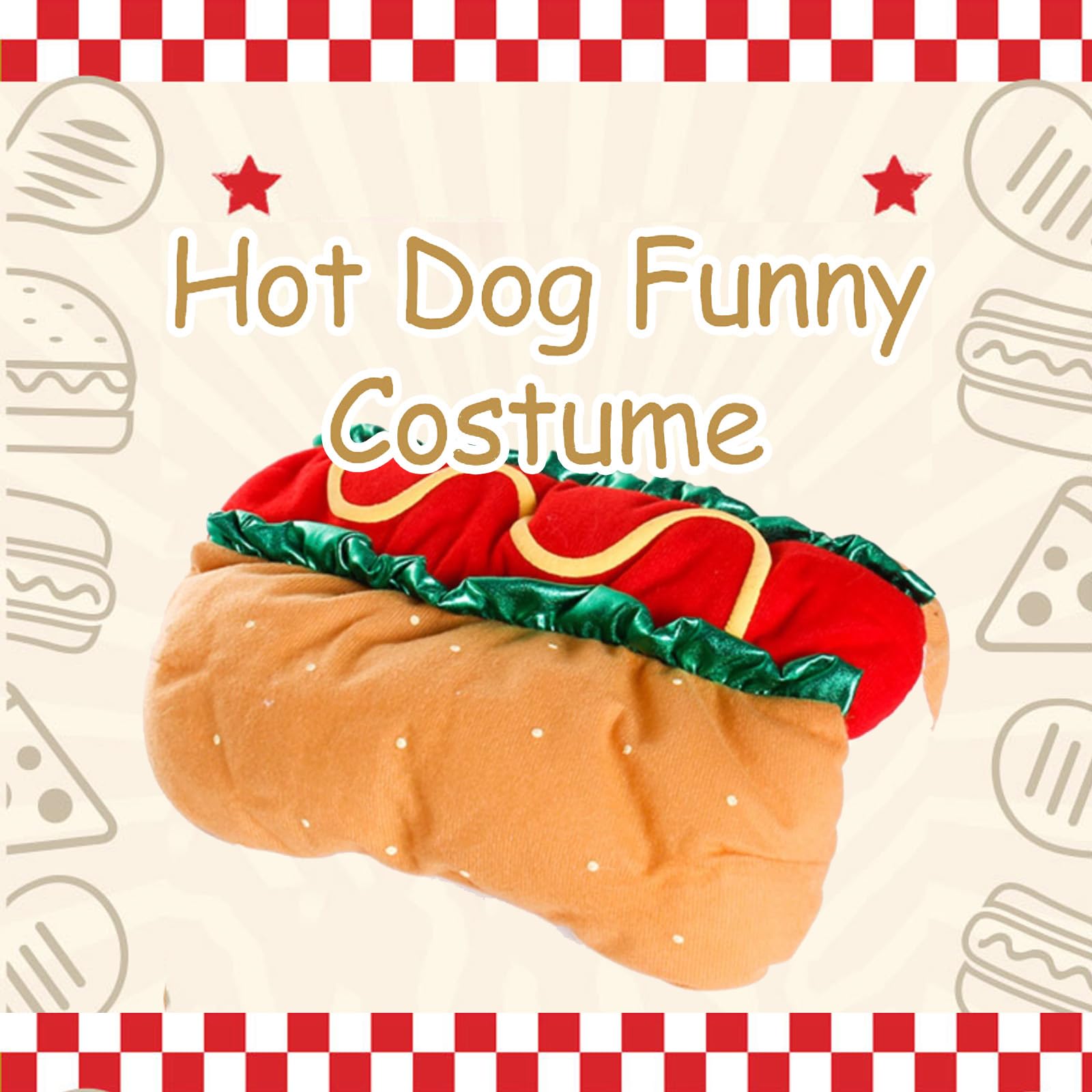 Lustiges Hotdog-Kostüm Für Haustiere - Halloween & Weihnachten Outfit Für Katzen & Hunde, Verstellbar Mit Klett