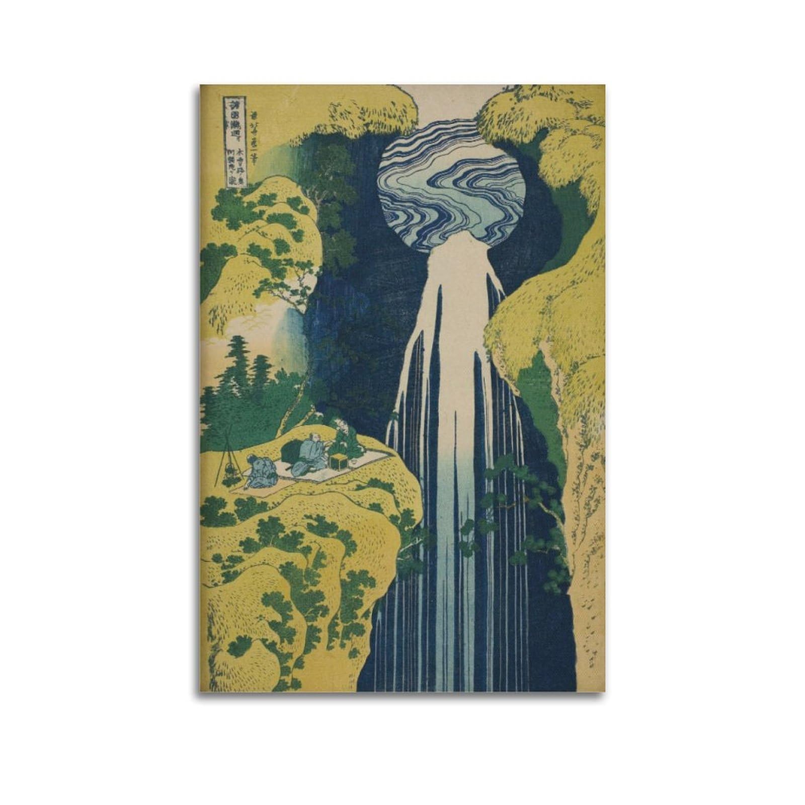 xiaoxiaoshen Hokusai Amida Waterfall Japanese Woodblock Canvas Poster Wall Art Prints Room Aesthetic Murals Bedroom And Living Decorations 20x30inch(50x75cm)