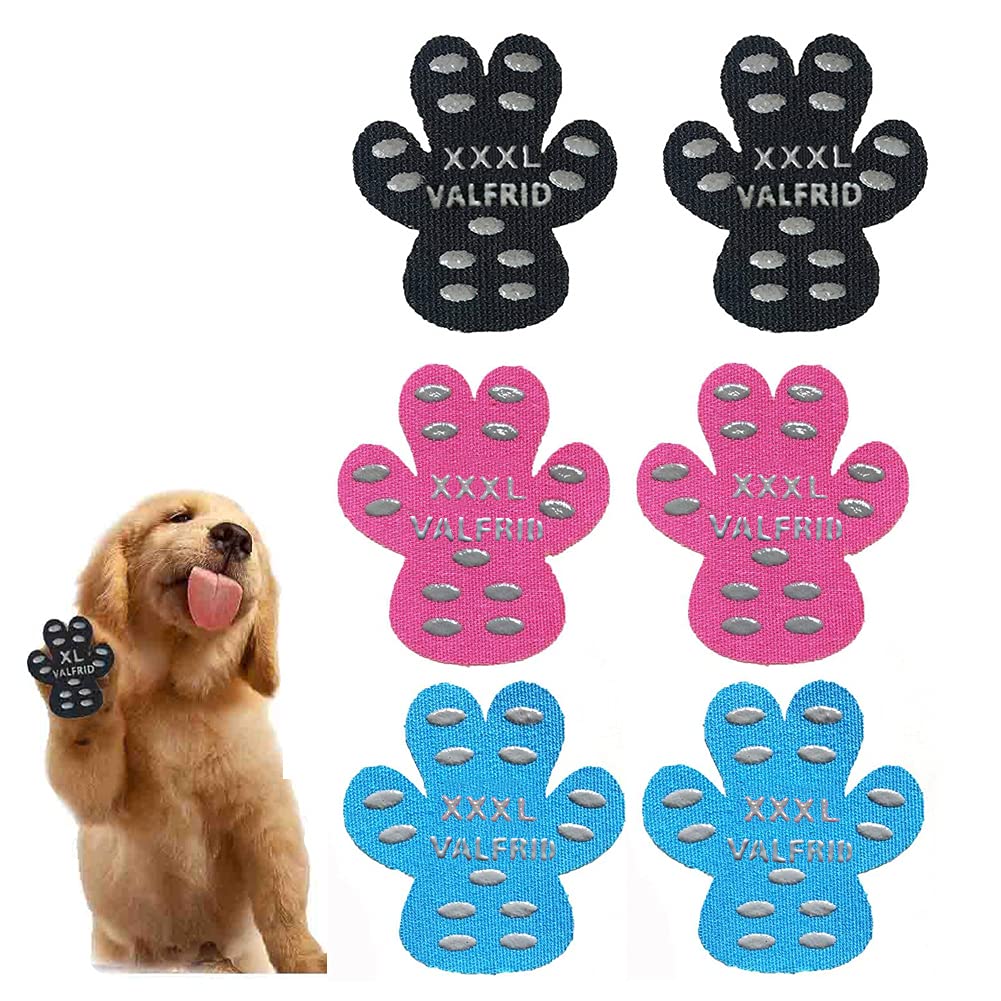 VALFRID Protecteur de Patte de Chien Robuste Anti-dérapant 40 pièces,Auto-adhésif résistant Chien Chaussures Bottillons Chaussettes pour Remplacer Multicolore XXXL
