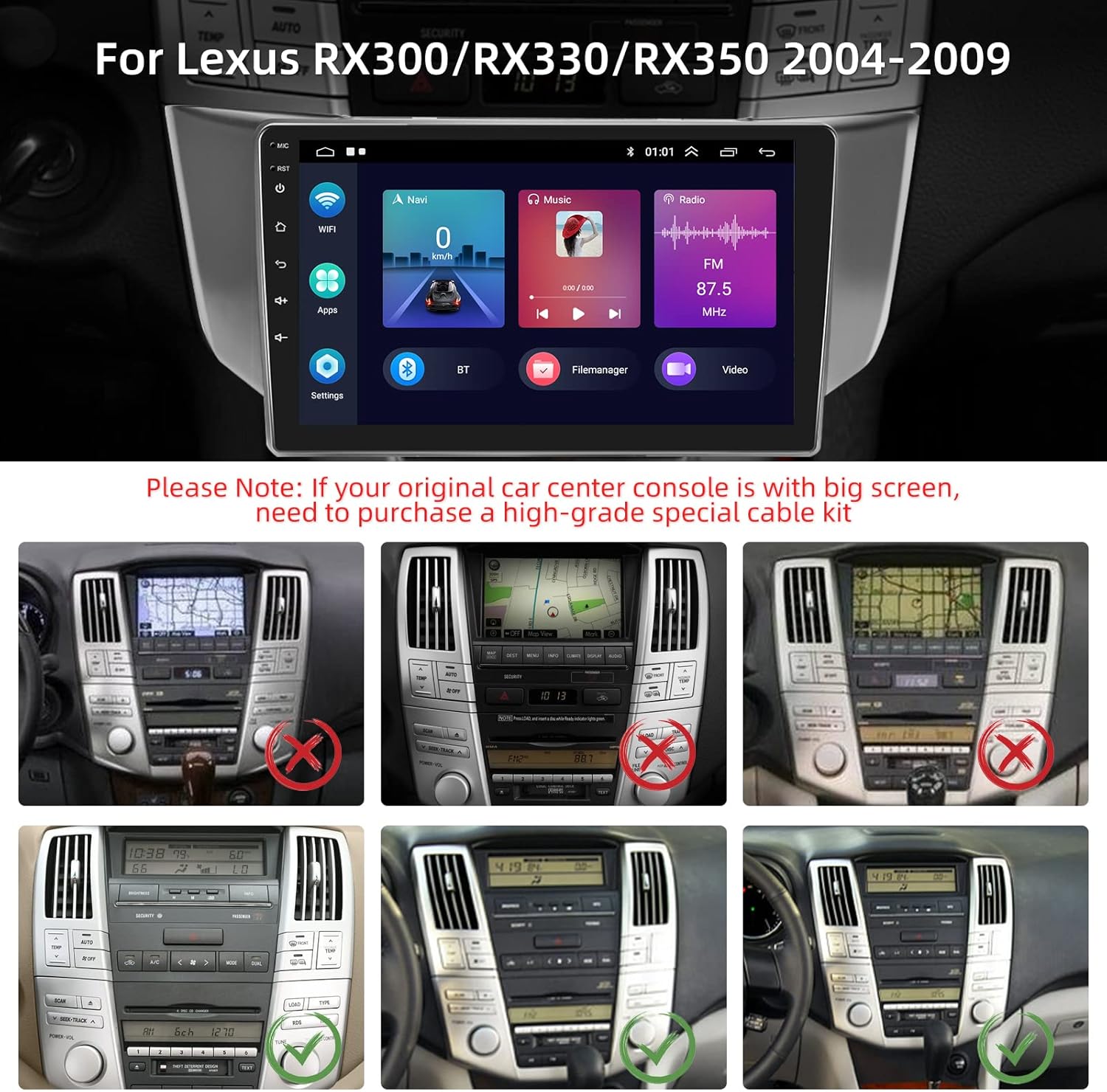 2g 32g android 11 car radio lexus rx300 rx330 rx350 2004 2009 9inch head unit touch screen car stereo with apple carplay android auto backup camera