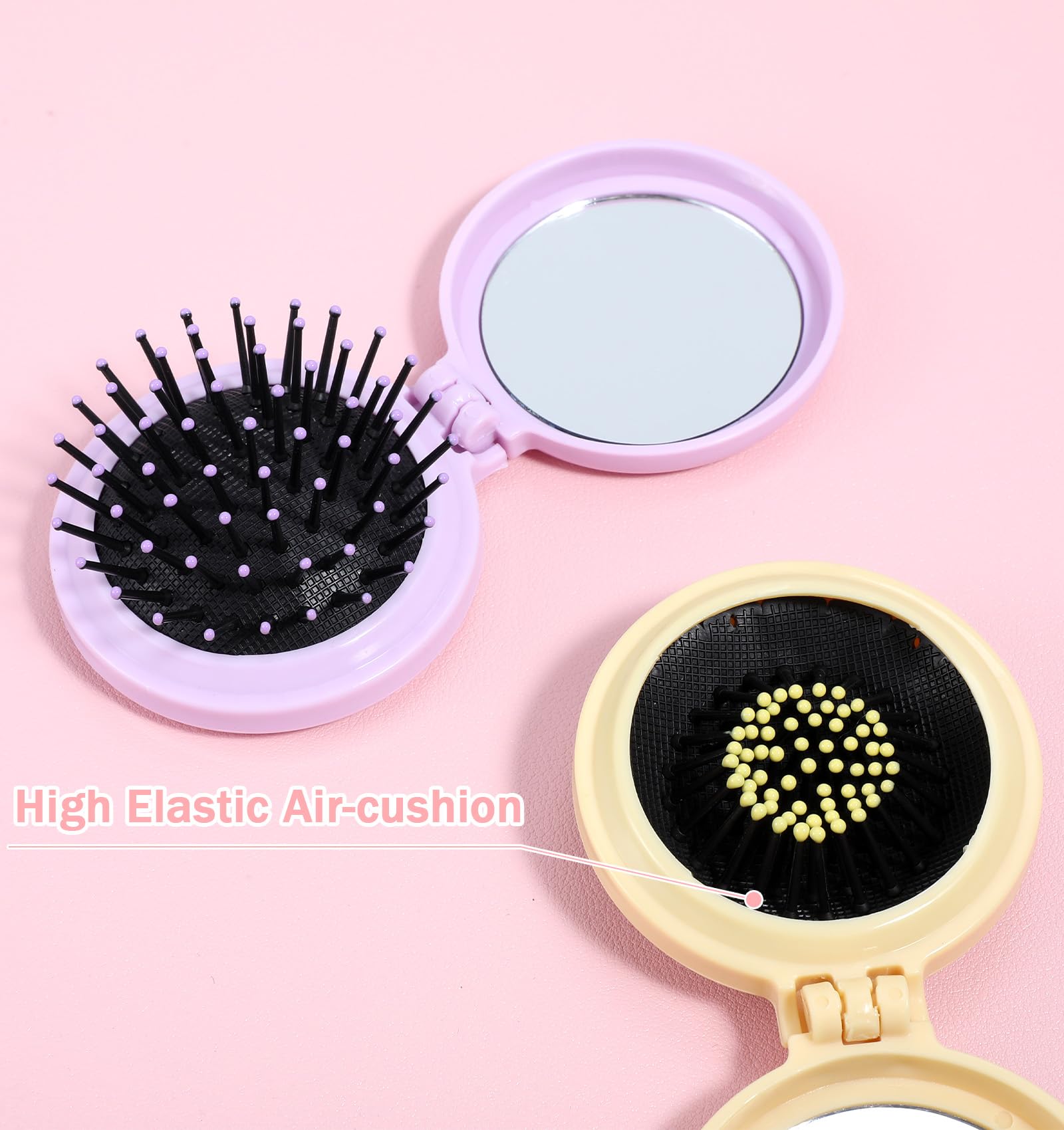 Foldable Hair Brush, 6 Pcs 6.5 cm Compact Hairbrush, Rounded-tip & Foldable Handbag Hairbrushes for Women Men, Girls, Travel - Image 3