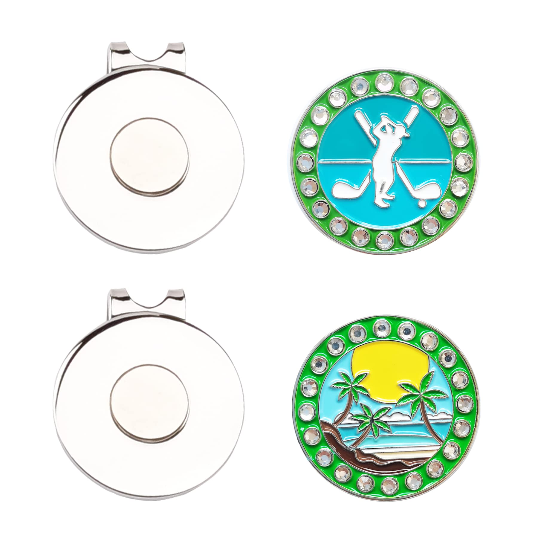 Eshan Crystal Golf Ball Markers Magnetic Hat Clips Set Golf Bag Accessories Gift for Women Lady Men Golfer