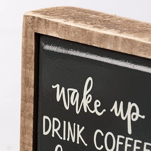 Miniatura 2 de Primitives by Kathy Juego de letreros de decoración del hogar Wake Up Drink Coffee Hug Dog Repeat