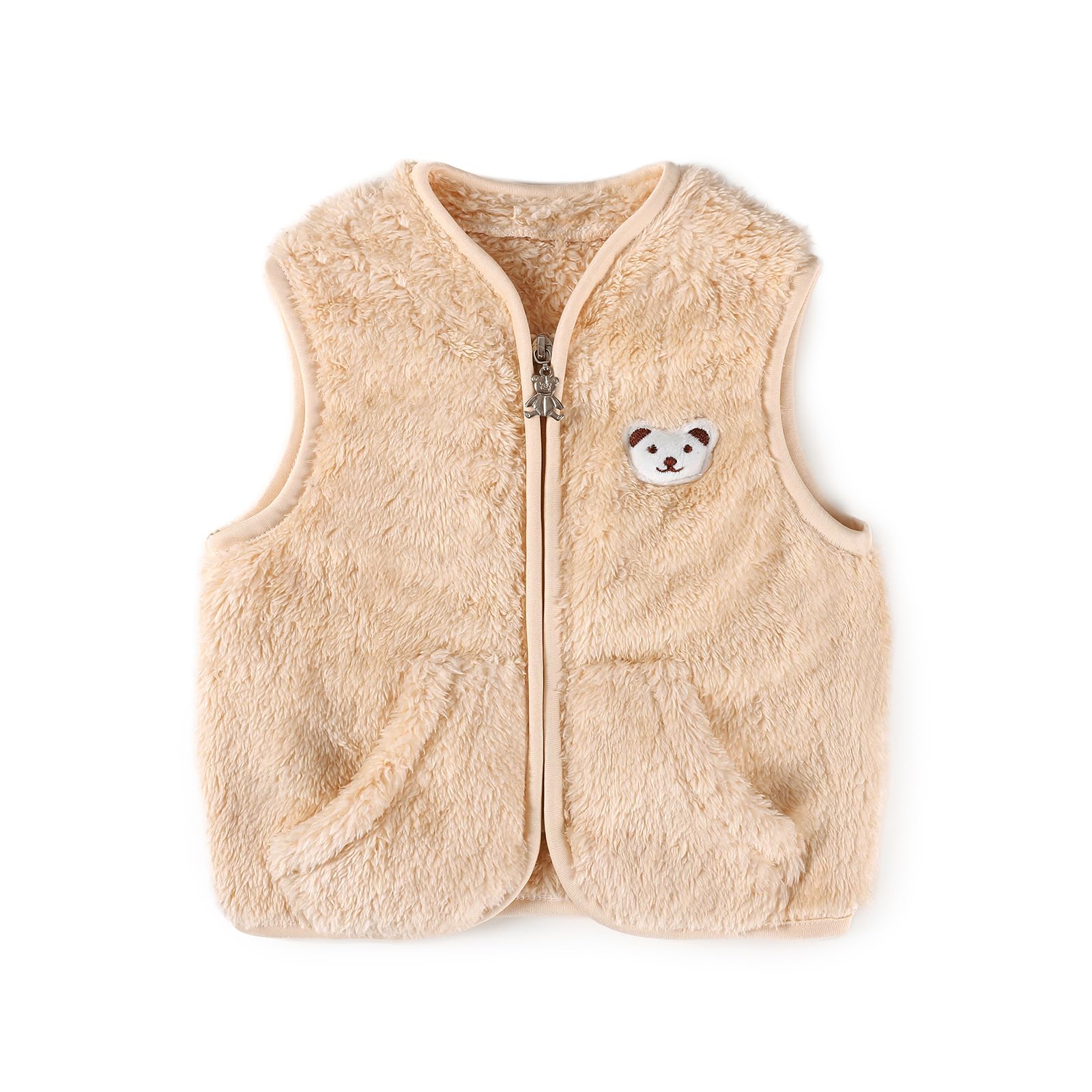 Baby Boys Girls Fleece Vest Zip Up Cute Bear Jackets Fuzzy Fall Winter Warm Clothes Newborn Outwear for Toddler Infant