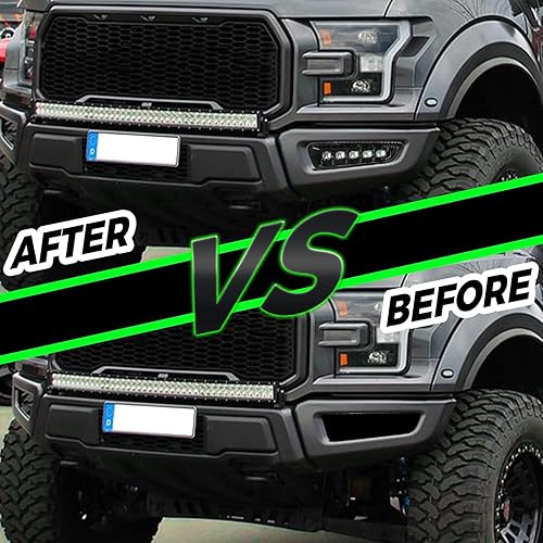 Miniatura 4 de HECASA Luz antiniebla LED compatible con Ford F-150 Raptor 2017-2020, lámpara de circulación diurna DRL con luz de señal de giro, bisel negro,