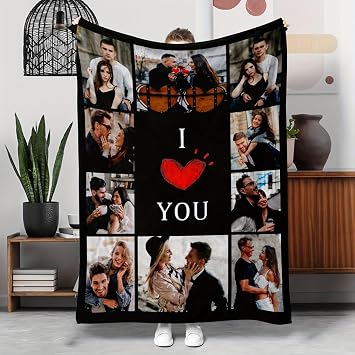 Blanket, Throw, Throw, Flannel, Single Season, Protection against Heating and Heating, Lightweight, Perfect Thickness, Breathable, Car, Washable, Gift, 1 Piece Custom Photo Blanket M