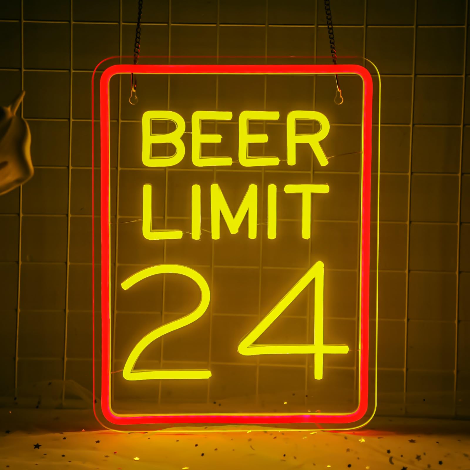 Bier-Neonschild für Wanddekoration, dimmbar, Bier-Limit, 24 Neonlicht-Schild, Bar, LED-Schild für Männerhöhle, Zuhause, Bar, Pub, Restaurant, Keller, Garage, Bistro, Hotel, Geburtstagsparty