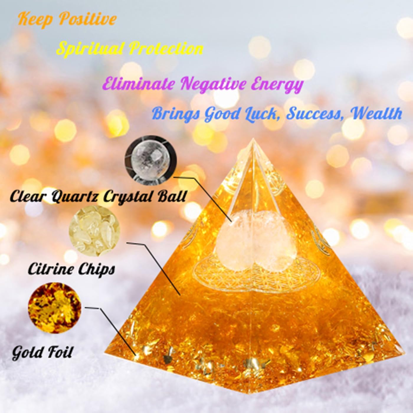 2.4" Citrine Orgone Pyramid - Image 3