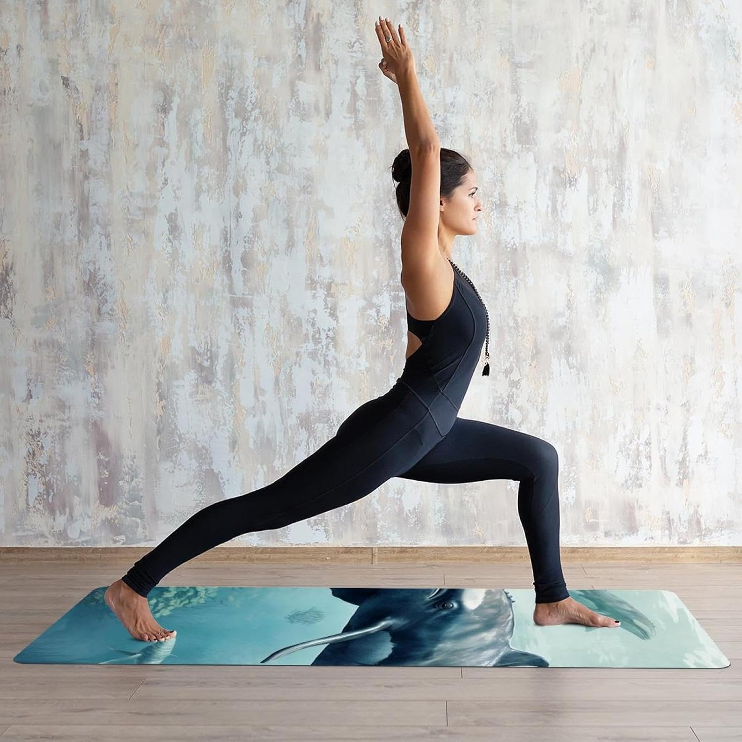 Yoga Towel, Whale Sea Pattern Non Slip Sweat Absorbent Hot Yoga Mat Towel for Hot Yoga, Pilates and Fitness - 72.8" x 26.8"