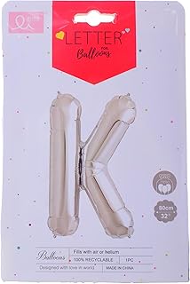 Letter K Shaped Fills With Air Or Helium Foil Balloon - Silver