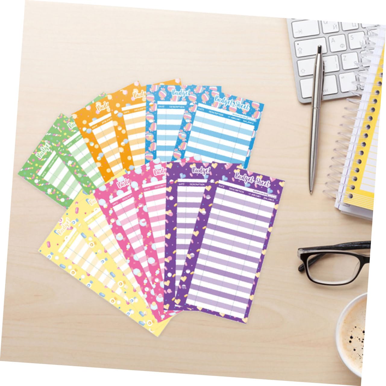Operitacx 5 Set Carta Di Consumo Di Bilancio Libro Di Risparmio Di Denaro Per Contanti Portafoglio Mensile Organizzatore Di Contanti Raccoglitore Di Bilancio Inserti Ricariche 60 pezzi*5