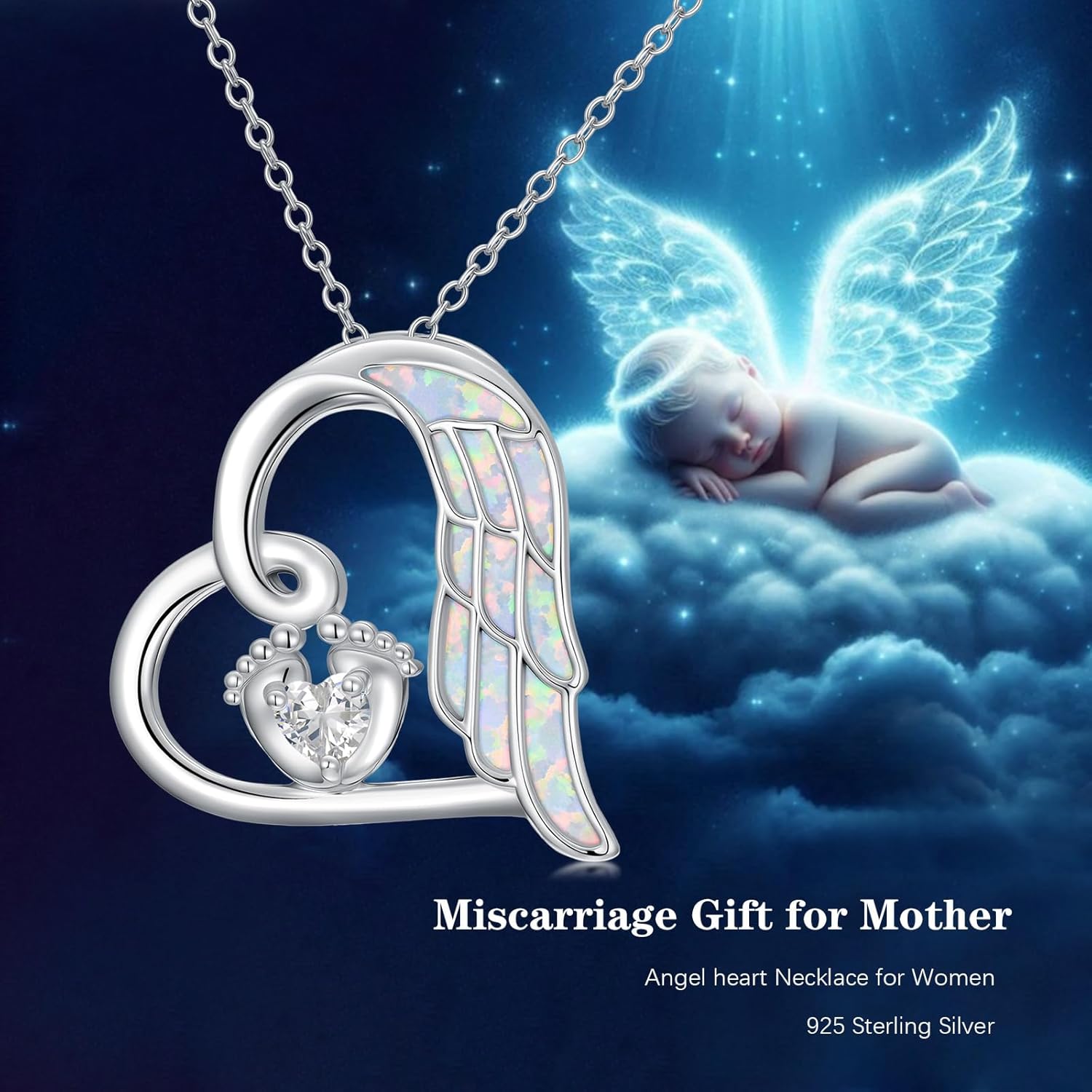 Miscarriage Necklace Gifts for Mothers 925 Sterling Silver Mommy of An Angel Pendant Memorial Jewelry Loss of Pregnancy Sympathy Gifts for Women - Image 6