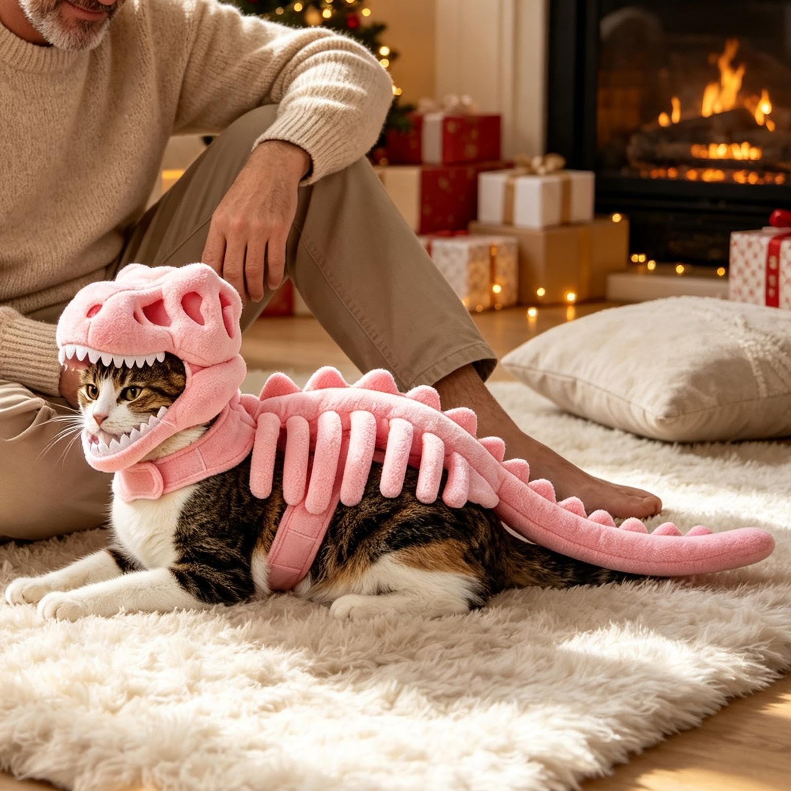 Kostium kota dinozaura miękki pluszowy szkielet 3D zabawny strój cosplay