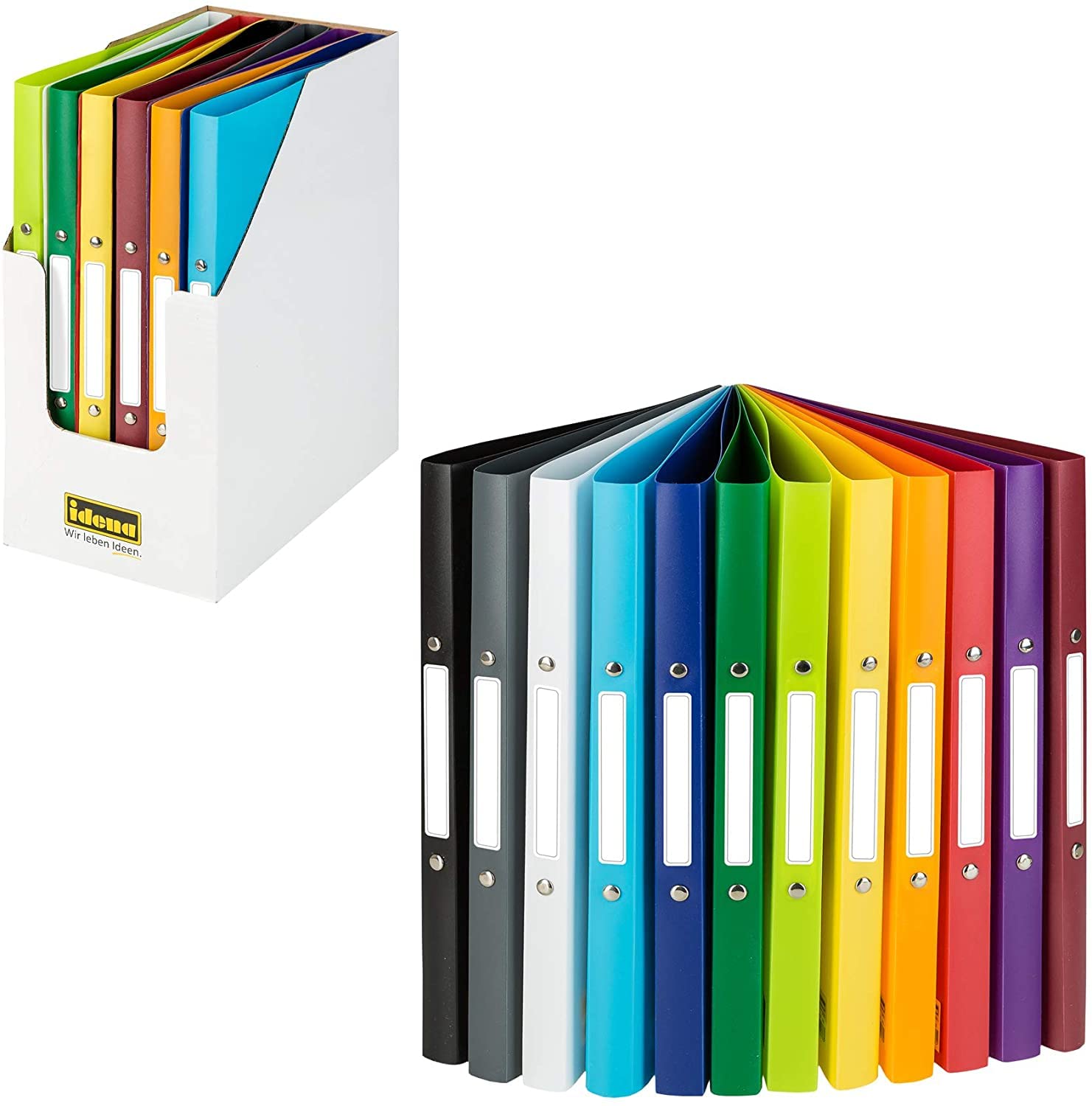 Idena 10426 Ringbuch DIN A4, im 24er Set, 2-Ring-Mechanik, 20 mm breit, in 12 Farben (jede Farbe 2x)