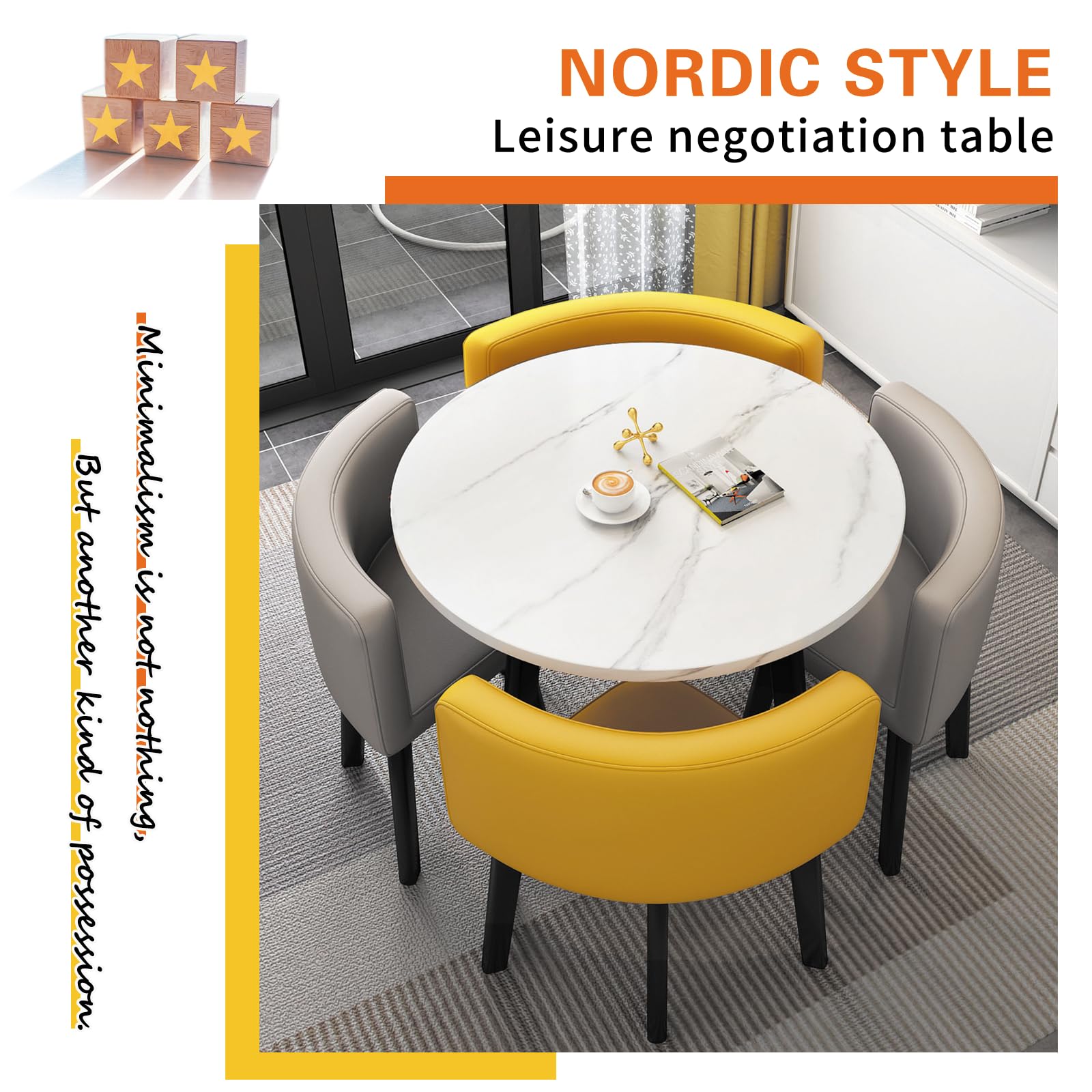 Moderno juego de mesa redonda para conferencias, mesa de comedor con sillas, muebles de cocina elegantes para cena, 80 x 75 cm, perfecto para el hogar y la oficina