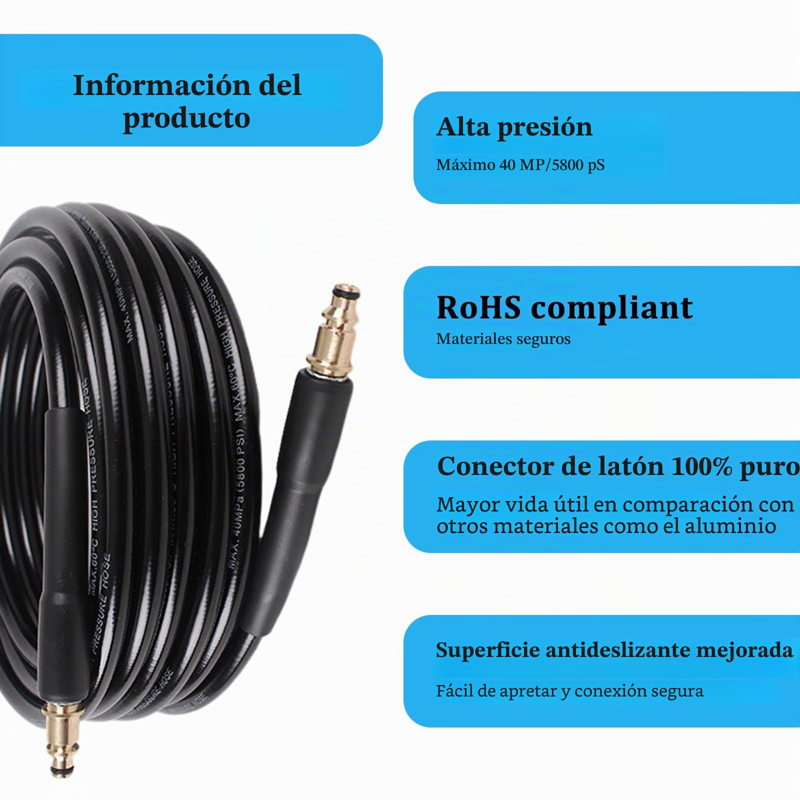 20M Manguera de Repuesto para Karcher Lavadora de Alta Presión K2 K3 K4 K5 K7 Manguera de Alta Presión Flexible de Alta Presión Pistola Conector Manguera Hidrolimpiadora para Vehículo