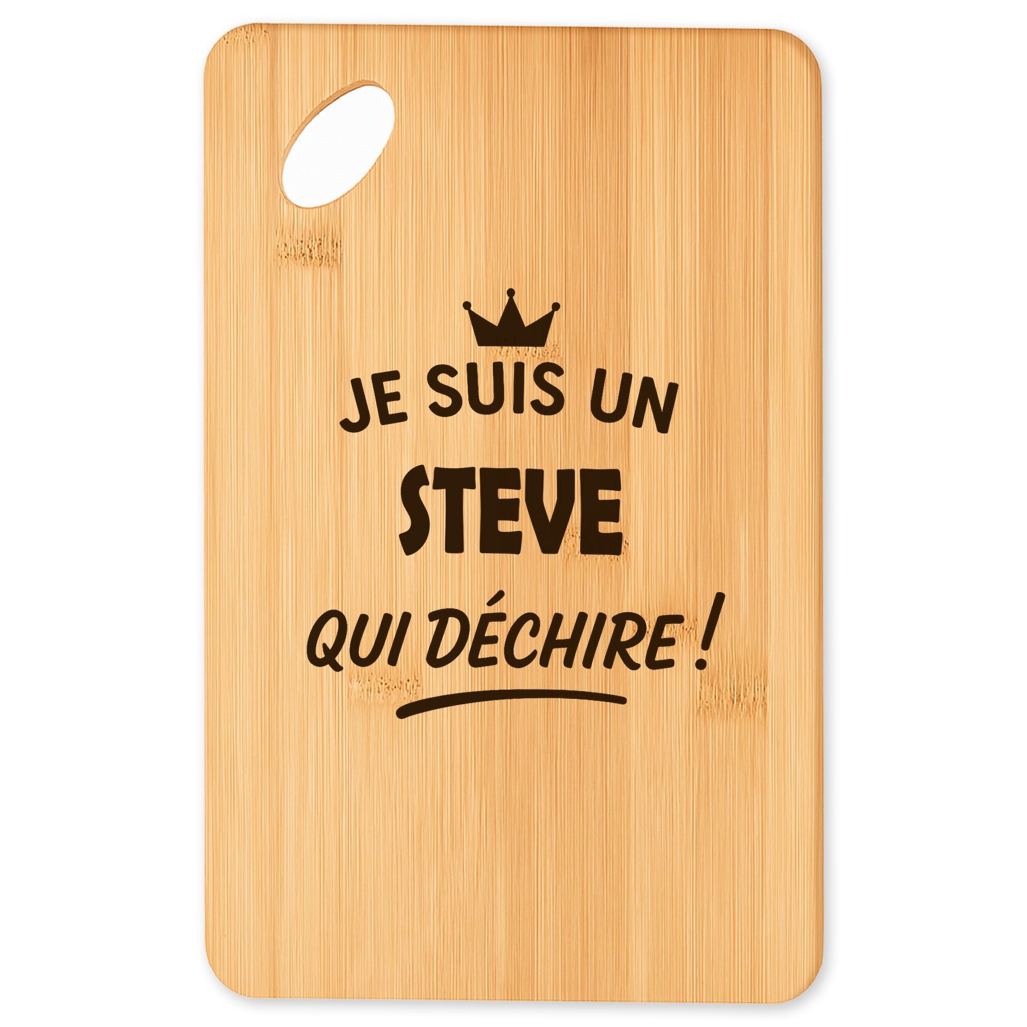 Cadeau original de cuisine : la planche en bambou Steve qui dechire 2 pour passionnés
