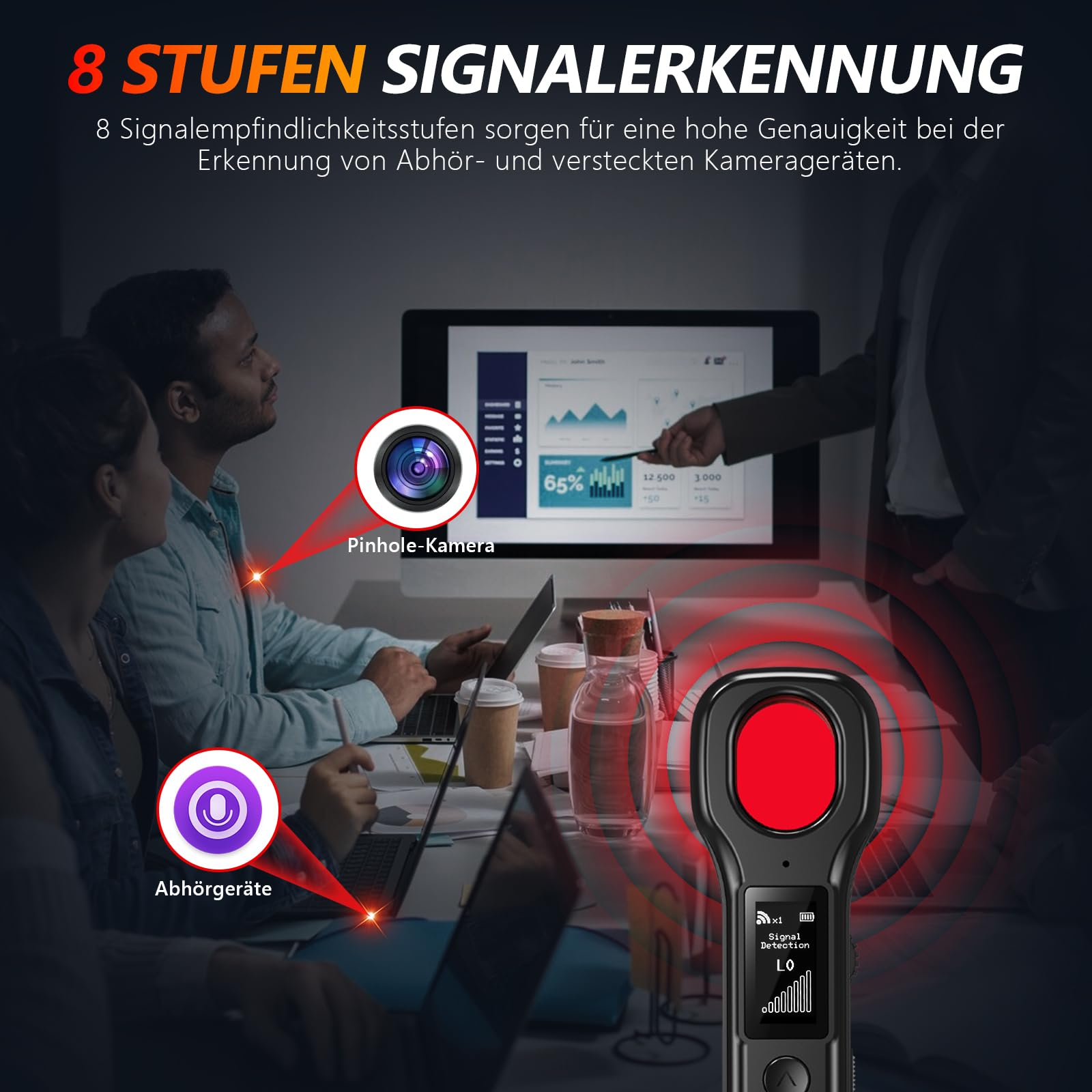 LONGYI Wanzen Detektor, Detektor zur Erkennung von Versteckte Kamera | mit HD LED Display, bis zu 10 Stunden Betriebsdauer, ideal für Hotel, Zuhause, Büro