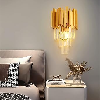 AHXIAOZN E14 Crystal Wall Light LED Indoor Wall Lamp Interior Light Lighting Decoration for Living Room Bedroom Hallway Dining Room Restaurant Hotel Kitchen [Energy Class A]