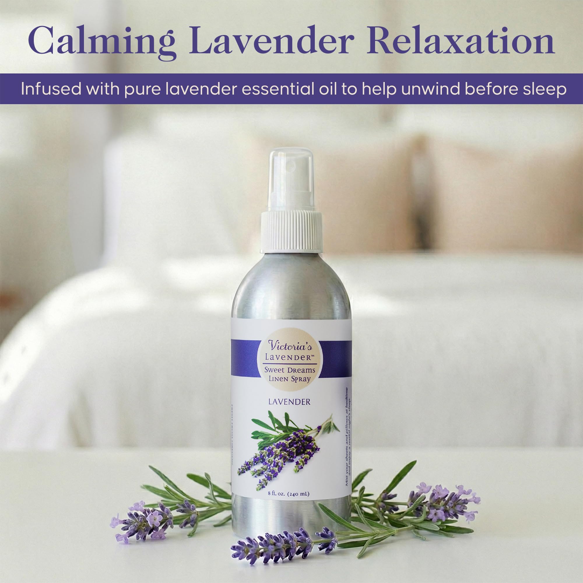 Victoria's Lavender Spray de almohada y lino, aceite esencial de lavanda, spray de lavanda, hecho a mano en Oregón, paquete de 2, 16 onzas en total