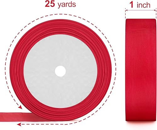 Miniatura 3 de Showin 5 rollos de cinta de organza de 1 pulgada x 25 yardas cada rollo, cinta de gasa transparente, cinta transparente para envoltura de regalos,