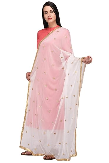 Pistaa's Women's Embroidered Chiffon Dupatta