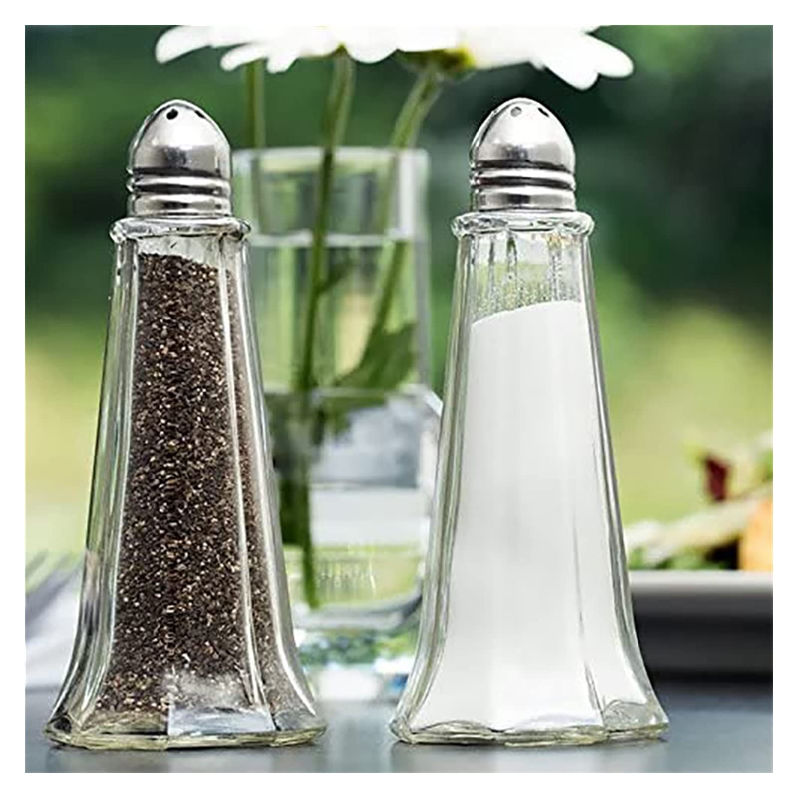 (Juego de 2) Botella de Pimienta rociador Mini Botella de condimento de Vidrio salero y pimentero Mesa Botella de condimento poroso