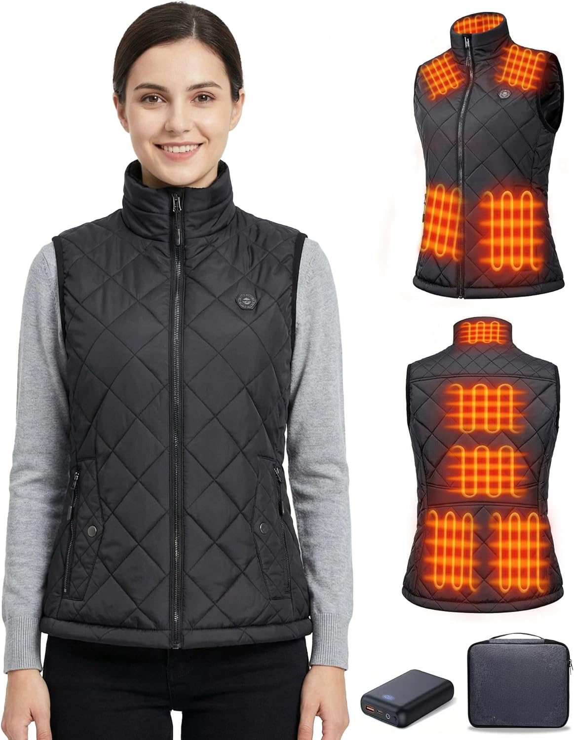 Women's Heated Vest with 16000mAh 7.4V Battery, Ergonomics Heating System, Smart Temp Control, Heated Vest for Women