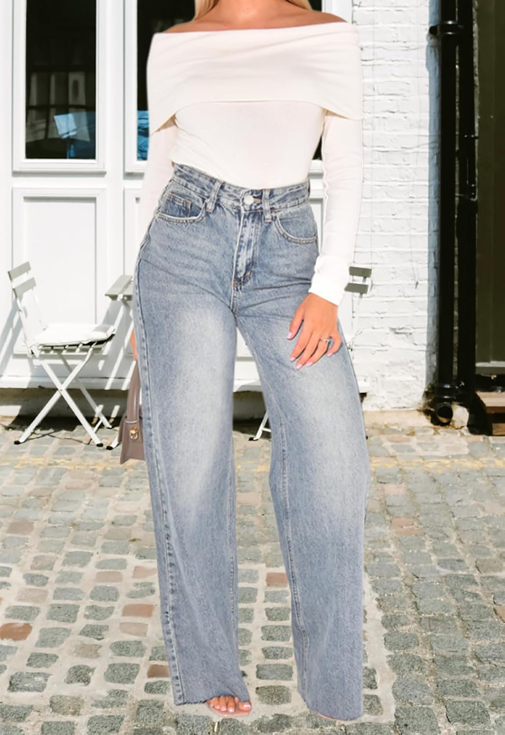 FairBeauty Women's Straight Leg High Waist Baggy Denim Jeans Loose Boyfriend Casual Stretchy Jeans - Image 2