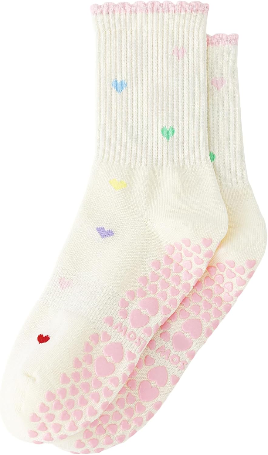 Yawlsow Pilates Grip Socks for Women Yoga Grippy Socks Cute Barre Non Skid Athletic Crew Sticky Sock Workout Hospital