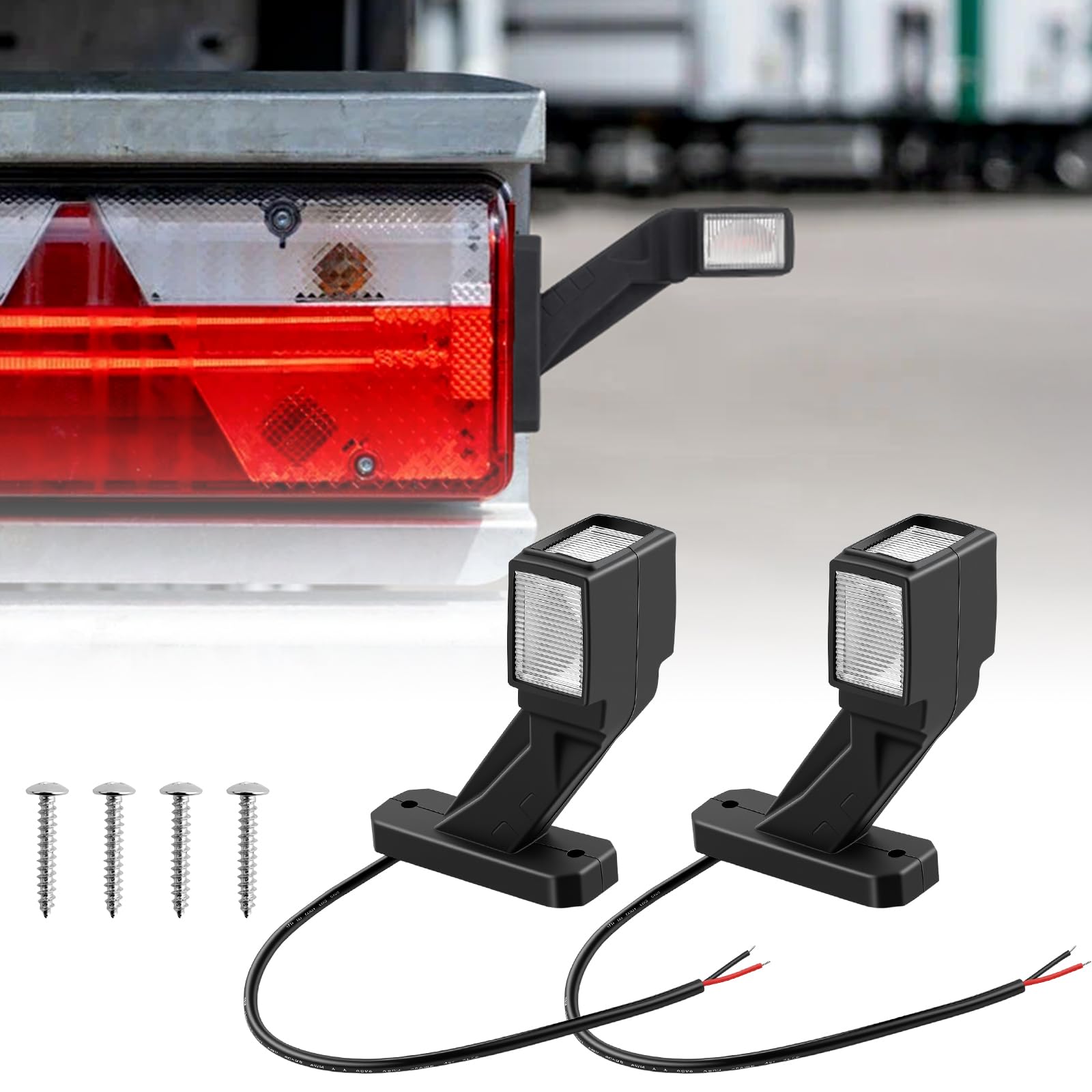Justech 2x Feux de Gabarit Latéraux LED, 10V-30V pour Remorque, Feu Latéral Homologué E-Mark (E9 R10/E9 R149), étanche IP65 3 Côtés 3 Couleurs pour Camion/Remorque/Camping-Car