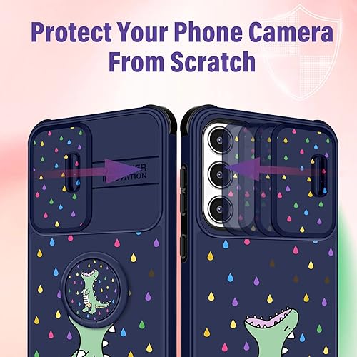 Miniatura 4 de Funda para Samsung Galaxy S23 (2 en 1 para mujer, linda funda de dinosaurios, divertida y divertida, diseño estético kawaii con funda para cámara y