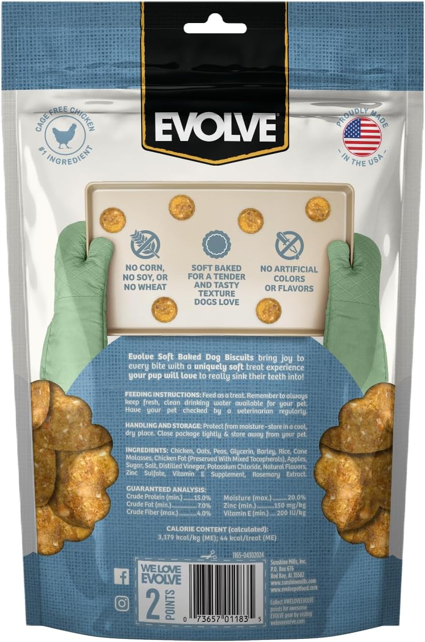 Evolve Soft Baked Chicken & Apple Recipe Dog Biscuits, 8 oz. (Pack of 4)