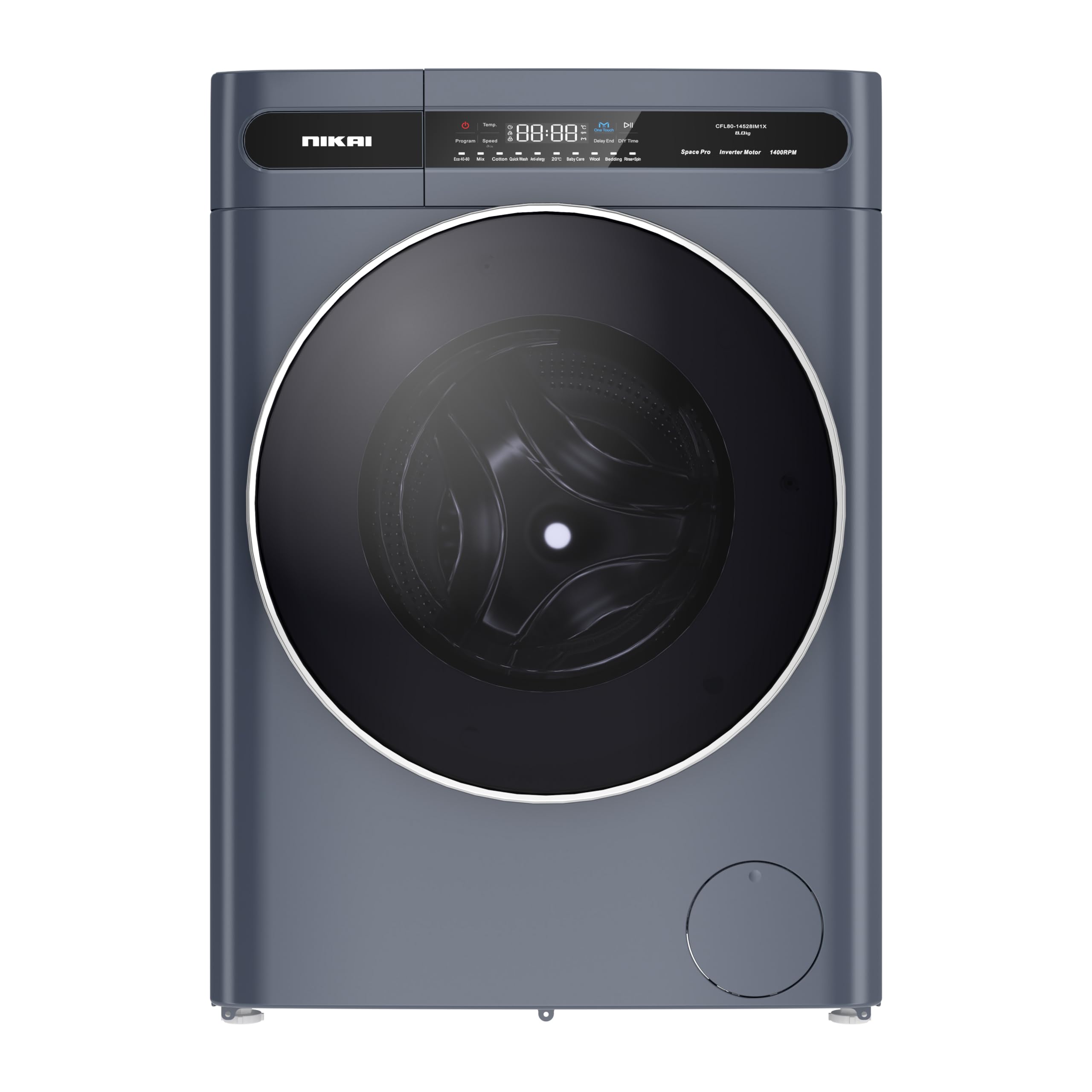 Nikai 10/6 Kg Front Load Washer Dryer with 18 Programs, Fully Automatic washing machine with Energy Saving BLDC Inverter Motor, Touch Panel – One Touch Washing Program, Child Lock - NWM1106FDS