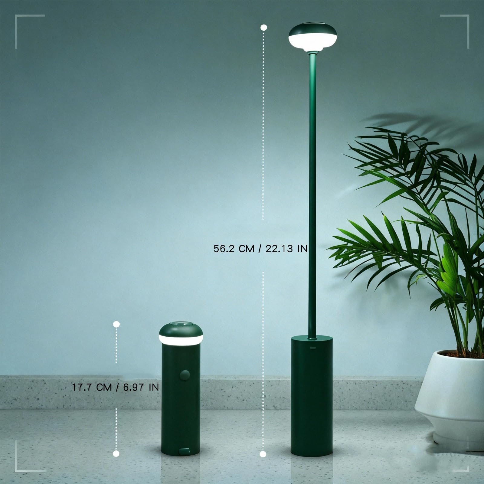 Lantarn Lampe de camping télescopique ultralégère avec batterie rechargeable 5000 mAh Magnétique IPX65 Étanche Lumière d'extérieur portable pour randonnée, voyage, pique-nique, cour (vert)