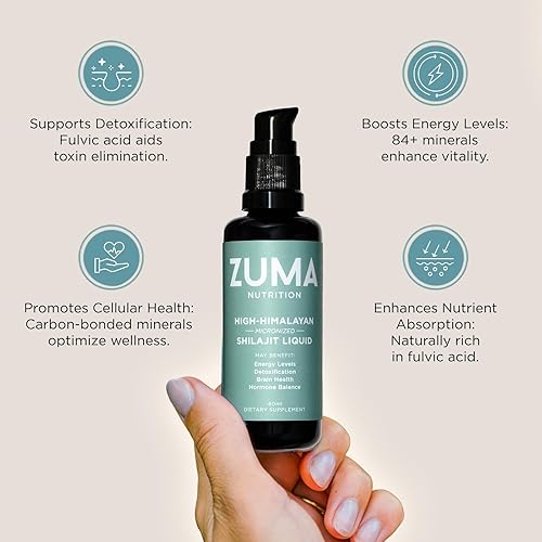 Miniatura 4 de Zuma Nutrition Tónico líquido Shilajit del Himalaya, vegetariano, hecho con shilajit silvestre y minerales oceánicos, suplemento mineral para apoyo