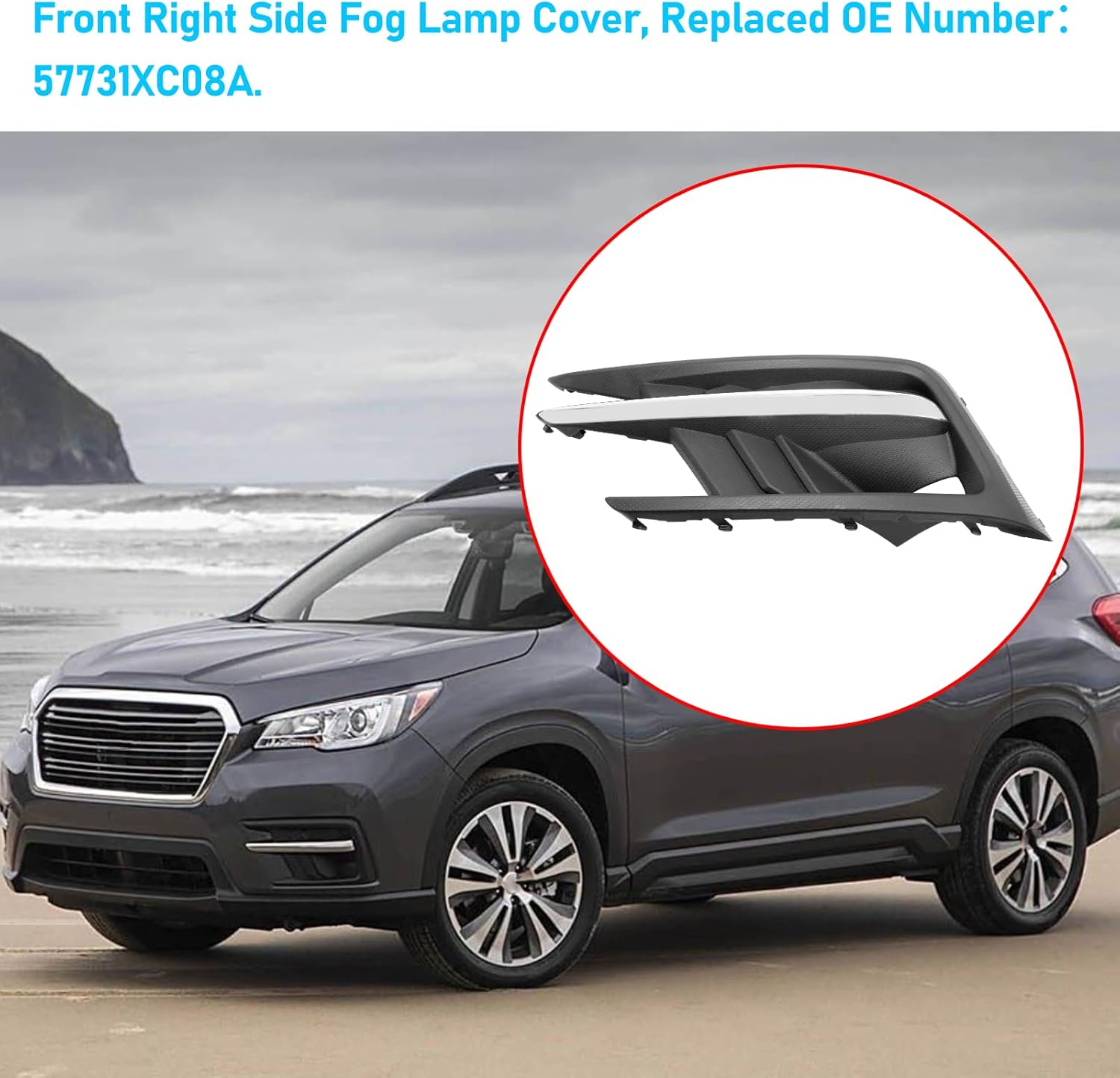 TTCR-II Compatible with 2019-2022 Subaru Ascent Front Bumper Fog Light Cover SU1038134 57731XC09A, for 2019-2022 Subaru Ascent Fog Lamp Bezel Crome Trim Left Driver Side Replacement