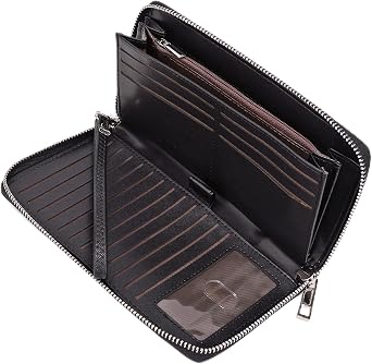 UTO Women Wallet Leather Zip Around Card Holder Checkbook Passport Organizer Ladies Travel Clutch with Wristlet