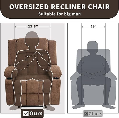 Miniatura 8 de Sillón reclinable de masaje con vibración y calor lumbar para adultos, gran amplio, ergonómico, perezoso, sofá individual con 3 posiciones, 2