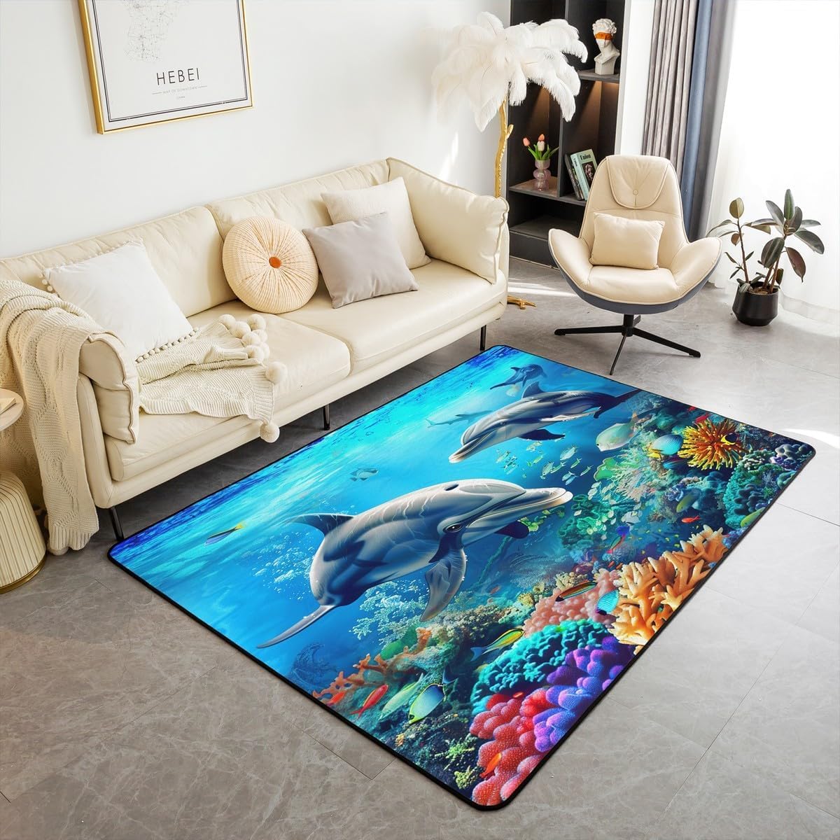Tapis de sol enfant dauphin grand format pour créer une aire de jeu douce et rassurante