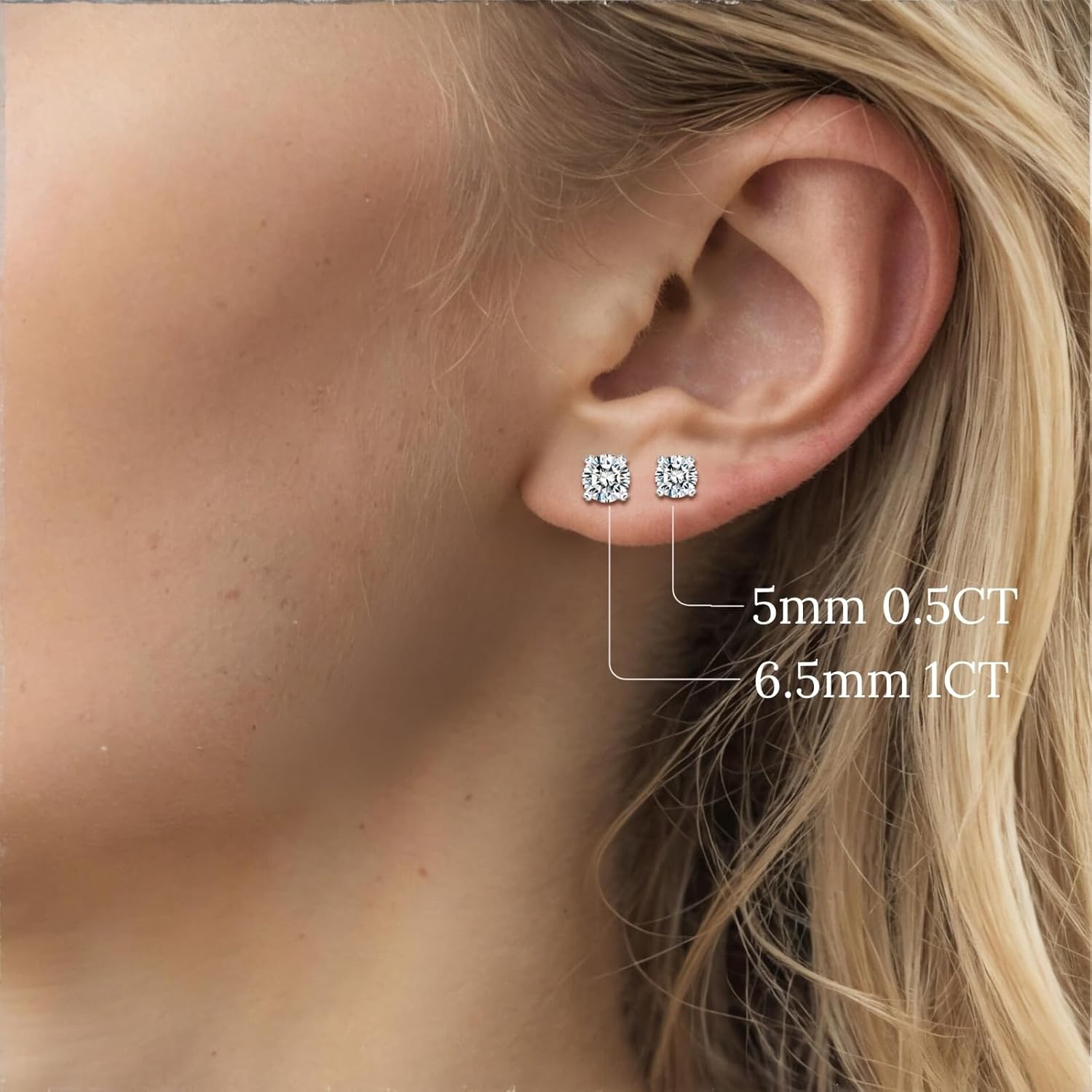 LOVE&LOVE Moissanite Stud Earrings for Women, 18K White Gold Plated Silver Earrings, Sparkly Hypoallergenic Gift for Her Birthday Anniversary Valentines - Image 5